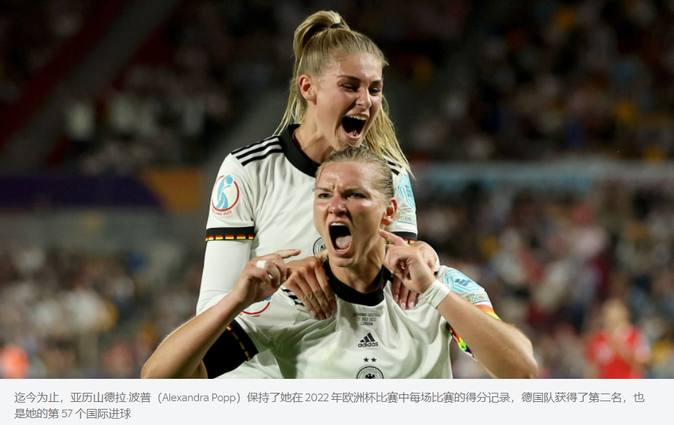 德国女足 2-0 奥地利女足：莉娜·马古尔、亚历山德拉·波普犯下大部分防守失误杀入半决赛